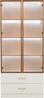 Flieks Hochschrank 75 x 34.5 x 170 cm mit LED-Lichtleiste, Aufbewahrungsschrank mit 2 Türen, 2 Schubladen und Glastür, Vitrine, Badschrank, Weiß Bild 5