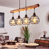 hofstein Pendelleuchte »Torano« längliche Hängelampe aus Metall/Holz in Schwarz/Braun, ohne Leuchtmittel, 4xE27, Höhe max. 119cm, Hängeleucht m. Gitter-Optik, Retro/Vintage Bild 5
