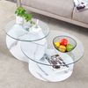 Couchtisch H 44 x T 90 x B 70 cm mit Sicherheitsglas, MDF in weißer Marmoroptik, 2 Ebenen Bild 3