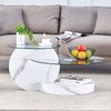Couchtisch H 44 x T 90 x B 70 cm mit Sicherheitsglas, MDF in weißer Marmoroptik, 2 Ebenen Bild 2
