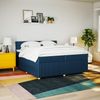 vidaXL Boxspringbett mit Matratze Blau 200x200 cm Stoff Bild 3