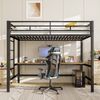 Hochbett 90x200 cm mit Tisch, Geländer, Leiter, 7-farbiger APP-Lichtleiste, Steckdose, USB & Typ-C, Kinderbett Lernbett Bild 3