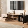 TV-Schrank 180x38,5x47 cm, Schwarz mit Holzoptik, LED, Schublade und Tür Bild 2