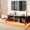 TV-Schrank 180x38,5x47 cm, Schwarz mit Holzoptik, LED, Schublade und Tür Bild 4