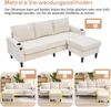 Merax Gepolstertes Sofa und Couch mit USB- und Typ-C-Anschlüssen, 3-Sitzer-Sofa mit zwei Getränkehaltern für Wohnzimmer, Wohnung, Lounge und Schlafzimmer – L-förmiges Schlafsofa, Beige Bild 3