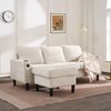 Merax Gepolstertes Sofa und Couch mit USB- und Typ-C-Anschlüssen, 3-Sitzer-Sofa mit zwei Getränkehaltern für Wohnzimmer, Wohnung, Lounge und Schlafzimmer – L-förmiges Schlafsofa, Beige Bild 2