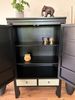 Chinesischer Hochzeitsschrank schwarz-oliv vintage verziert Schrank Kommode Sideboard Lowboard asiatisch orientalisch Fernost shabby-chic Landhaus Bild 5