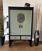 Chinesischer Hochzeitsschrank schwarz-oliv vintage verziert Schrank Kommode Sideboard Lowboard asiatisch orientalisch Fernost shabby-chic Landhaus Bild 2