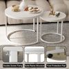 Huhote Couchtisch Rund 2er Set Holz Weiß Metallgestell Beistelltisch Wohnzimmer Bild 5