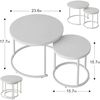 Huhote Couchtisch Rund 2er Set Holz Weiß Metallgestell Beistelltisch Wohnzimmer Bild 3