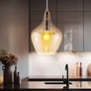 LED Hängeleuchte, silber, Glas amber, H 150 cm Bild 2