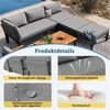i@home Gartenlounge-Set Outdoor-Sitzgruppe mit freier Kombination, (6-tlg), robustem Metallrahmen, atmungsaktiven Kissen und Holztischen, Grau Bild 4