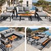 i@home Gartenlounge-Set Outdoor-Sitzgruppe mit freier Kombination, (6-tlg), robustem Metallrahmen, atmungsaktiven Kissen und Holztischen, Grau Bild 2