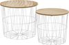 Beistelltisch Max 2er Set 46 x 46 x 40 cm Metallkorb mit abnehmbarer MDF-Platte Bild 4