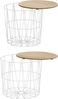 Beistelltisch Max 2er Set 46 x 46 x 40 cm Metallkorb mit abnehmbarer MDF-Platte Bild 2