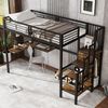 Merax Hochbett Kinderbett Metallbett 90x200cm mit Seitenleiter Tisch Kleiderschrank, schwarz Bild 3