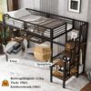 Merax Hochbett Kinderbett Metallbett 90x200cm mit Seitenleiter Tisch Kleiderschrank, schwarz Bild 5