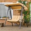 MC Star Hollywoodschaukel Hollywoodschaukel. 2-Sitzer Gartenschaukel mit verstellbarem Dach, bis 220 kg belastbar. 138 x 106 x 174 cm. Beige Bild 2