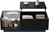 LED-Couchtisch, Hochglanz-Wohnzimmertisch mit Stauraum und verstellbarer Höhe, LED-Beleuchtung, MDF, Weiß, 100×50×(33–46.5) cm Bild 4