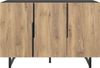 LVHOM Sideboard mit verstellbaren Einlegeböden, Kommode mit LED-Beleuchtung, 120x40x80 cm, Schwarz/Eichenoptik Bild 2