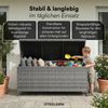 STEELSØN 'Serion' Polyrattan Aufbewahrungsbox 330 Liter, grau-meliert, 140×62×61 cm, wetterfest, Auflagenbox mit Innentasche Bild 2