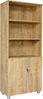 Furni24 Aktenschrank mit Zylinderschloss–oben offen, 3 verstellbare Regalfächer, unten 2 verstellbare Regalfächer mit Doppeltür und Ganzmetallscharniere, abschließbarer Holzschrank-Eiche, 190 x 80 x 40 cm Bild 4