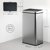 HOMCOM Mülleimer Automatischer Abfalleimer mit Soft-Close-Deckel Bewegungssensor, aus Edelstahl für Büro Schlafzimmer Küchen Silber Bild 3
