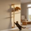 eyepower Kratzbaum zur Wandmontage-130 cm Wandkratzbaum für Katzen mit 2 Bambus Plateaus, Sistammstamm Wand - Katzenkratzbaum platzsparend - Kletterwand Katze Bild 2