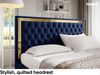 MEBLINI Polsterbett 180x200 mit Lattenrost und Matratze – ARONA GOLD – Blau Samt – Doppelbett mit Bettkasten - Stauraumbett - Kopfteil Bett mit Stauraum Bild 4