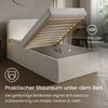 Home Collective Polsterbett Bett mit Stauraum, verstellbarem Lattenrost, viele Größen (Größen: 100x200 120x200 140x200 160x200 180x200 200x200, hochwertiger Kordstoff, made in Germany), wählbare Matratze Federkern oder Kaltschaum, Hellbeige Bild 4