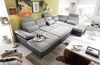 Couch Wohnlandschaft Schlaffunktion Schlafsofa schwarz hellgrau Ottomane rechts Bild 2