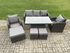 Fimous Rattan-Möbel-Garten-Dining-Sets Höhenverstellbarer steigender Hubtisch und Stuhl-Satz mit Lounge-Sofa-3-Hockern Bild 2