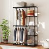 Stoffschrank 111x43x185 cm mit Kleiderstange und Regalen – schwarzer Schrank für Schlafzimmer und Ankleidezimmer Bild 2