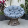 PureHaven Lounge Sessel 92 x 80 x 80,5 cm aus Rattan Rundkissen drehbar 360 Grad pflegeleicht elegantes Design verstellbare Kunststofffüßchen Braun/Blau Bild 5