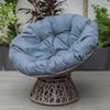PureHaven Lounge Sessel 92 x 80 x 80,5 cm aus Rattan Rundkissen drehbar 360 Grad pflegeleicht elegantes Design verstellbare Kunststofffüßchen Braun/Blau Bild 4