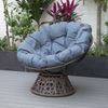 PureHaven Lounge Sessel 92 x 80 x 80,5 cm aus Rattan Rundkissen drehbar 360 Grad pflegeleicht elegantes Design verstellbare Kunststofffüßchen Braun/Blau Bild 2