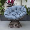 PureHaven Lounge Sessel 92 x 80 x 80,5 cm aus Rattan Rundkissen drehbar 360 Grad pflegeleicht elegantes Design verstellbare Kunststofffüßchen Braun/Blau Bild 3