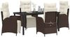 vidaXL Garten Essgruppe mit Kissen 5 pcs Braun Poly-Rattan 3380543 Bild 3