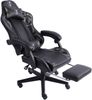 Gaming Chair im Racing-Design mit flexiblen gepolsterten Armlehnen - ergonomischer PC Gaming Stuhl in Lederoptik - Gaming Schreibtischstuhl mit ausziehbarer Fußstütze und extra Stützkissen Schwarz/Military -Grau Bild 2