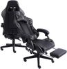 Gaming Chair im Racing-Design mit flexiblen gepolsterten Armlehnen - ergonomischer PC Gaming Stuhl in Lederoptik - Gaming Schreibtischstuhl mit ausziehbarer Fußstütze und extra Stützkissen Schwarz/Military -Grau Bild 4