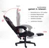 Gaming Chair im Racing-Design mit flexiblen gepolsterten Armlehnen - ergonomischer PC Gaming Stuhl in Lederoptik - Gaming Schreibtischstuhl mit ausziehbarer Fußstütze und extra Stützkissen Schwarz/Military -Grau Bild 5