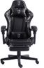 Gaming Chair im Racing-Design mit flexiblen gepolsterten Armlehnen - ergonomischer PC Gaming Stuhl in Lederoptik - Gaming Schreibtischstuhl mit ausziehbarer Fußstütze und extra Stützkissen Schwarz/Military -Grau Bild 3