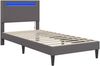 vidaXL Bettrahmen mit LED-Lichtleisten Grau 100 x 200 cm Kunstleder 42028012 Bild 5