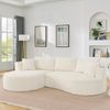 STILVORA Loungesofa mit Getränkehalter 3-Sitzer Kompressionssofa mit Kissen Cord Beige, Relaxsofa mit Bogenförmiges Design, für Wohnzimmer, Hotels, Apartments und Büros Bild 3