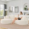 STILVORA Loungesofa mit Getränkehalter 3-Sitzer Kompressionssofa mit Kissen Cord Beige, Relaxsofa mit Bogenförmiges Design, für Wohnzimmer, Hotels, Apartments und Büros Bild 2