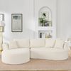 STILVORA Loungesofa mit Getränkehalter 3-Sitzer Kompressionssofa mit Kissen Cord Beige, Relaxsofa mit Bogenförmiges Design, für Wohnzimmer, Hotels, Apartments und Büros Bild 4