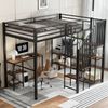 Hochbett 120×200 cm mit Rausfallschutz, Schreibtisch und Kleiderschrank, Schwarz, ohne Matratze Bild 2