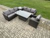 Fimous Outdoor Polyrattan Gartenmöbel Sets höhenverstellbarer Tisch Sofa Set mit Liegestühle Beistelltisch Dunkelgrau Gemischt Bild 2