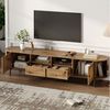 Merax Lowboard mit Rattan-Schiebetüren, Oval TV-Schrank in Holzoptik (1 St), TV Lowboard mit 2 Türen, 2 Schubladen & Stauraum, 200 x 40 x 49,5 cm Bild 2