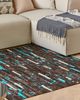 Teppich Kuhfell braun blau 140 x 200 cm Patchwork Kurzflor KISIR Bild 3